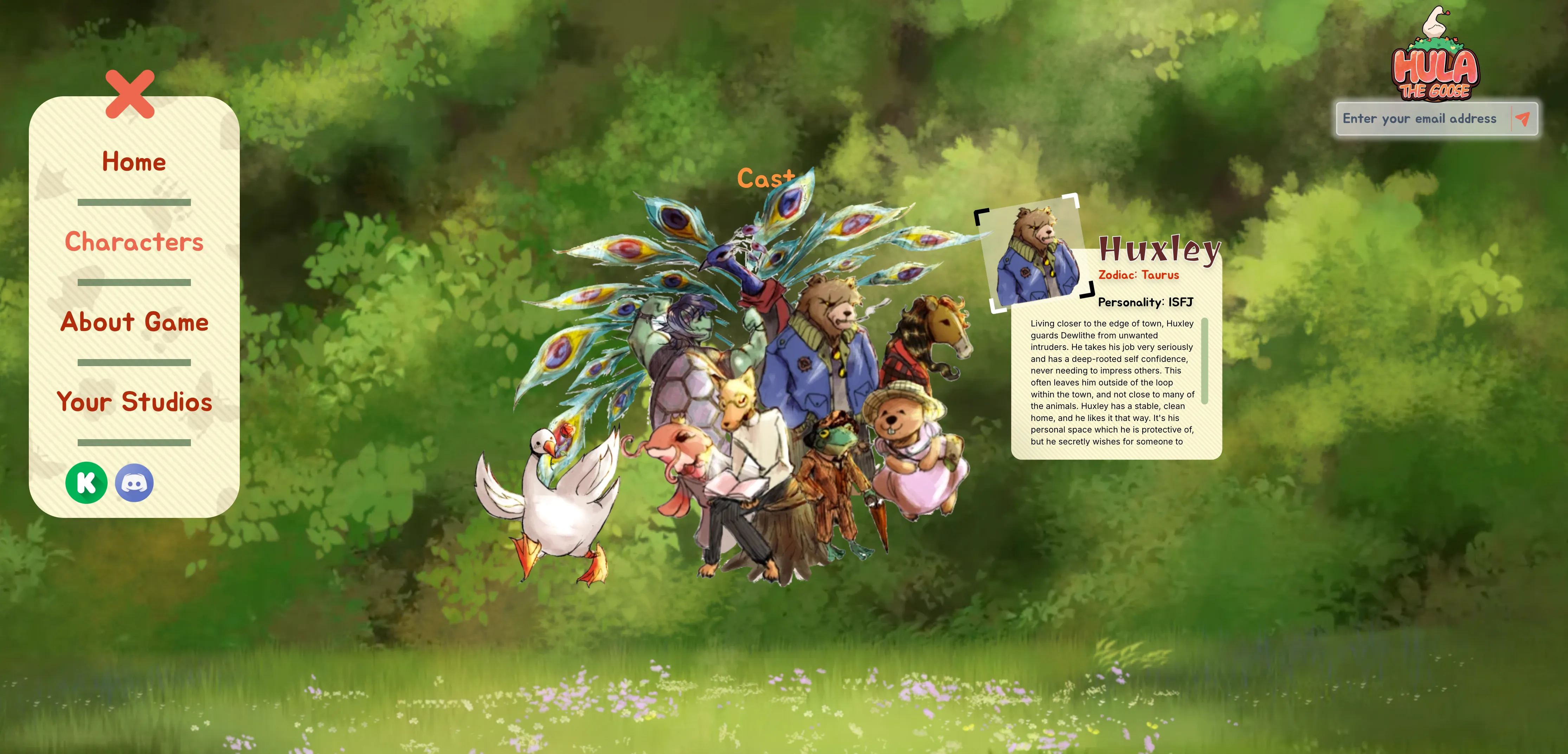 Hula the Goose characters page